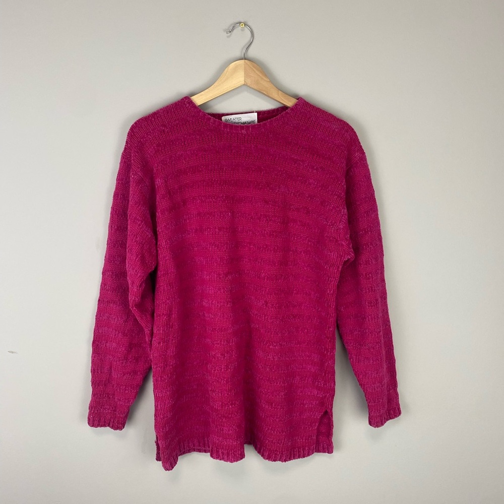 Vintage Pink striped sweater with split hem 90s y2k